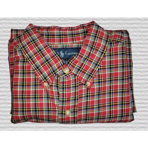 Ralph Lauren Mens LG Red Plaid Classic Fit Long Sleeve Button Down Shirt - Picture 6 of 8